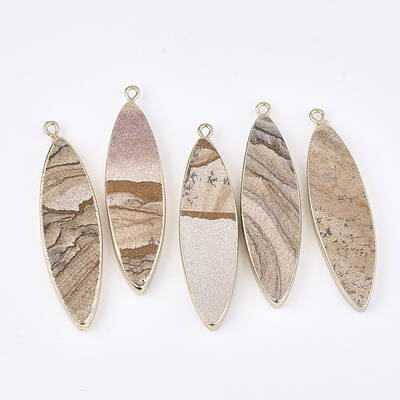 Electroplate Natural Picture Jasper Big Pendants