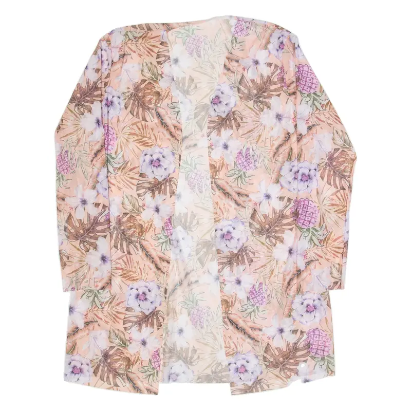 Womens Kimono Top Pink Long Sleeve Floral S