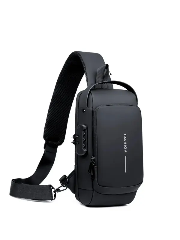 Men's Shoulder Crossbody Bag, Multi-Functional Chest Pack with Password Security, Water-Resistant, Adjustable Strap, Casual D...