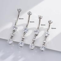 Oufer 14G G23 Titanium AAAAA+ Grade CZ Internally Threaded Dangle Light Weight Belly Button Ring