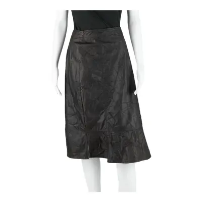 ANIMALE Faux Leather Womens Straight Skirt Brown Midi XL