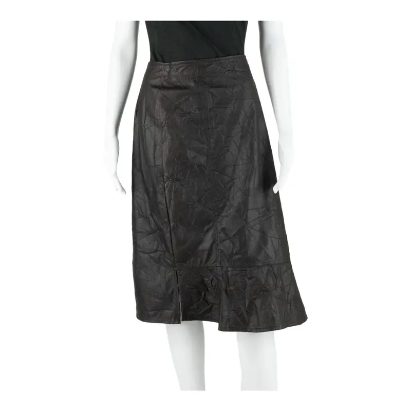 ANIMALE Faux Leather Womens Straight Skirt Brown Midi XL