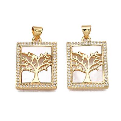 Brass Micro Pave Clear Cubic Zirconia Pendants