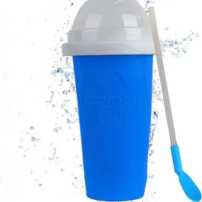 Silicone Ice Cream Cup, Modern Fashionable Smoothie Cup with Dual-use Straw Spoon, Squeeze Ice Pop Cup, Summer Essentials Ic...