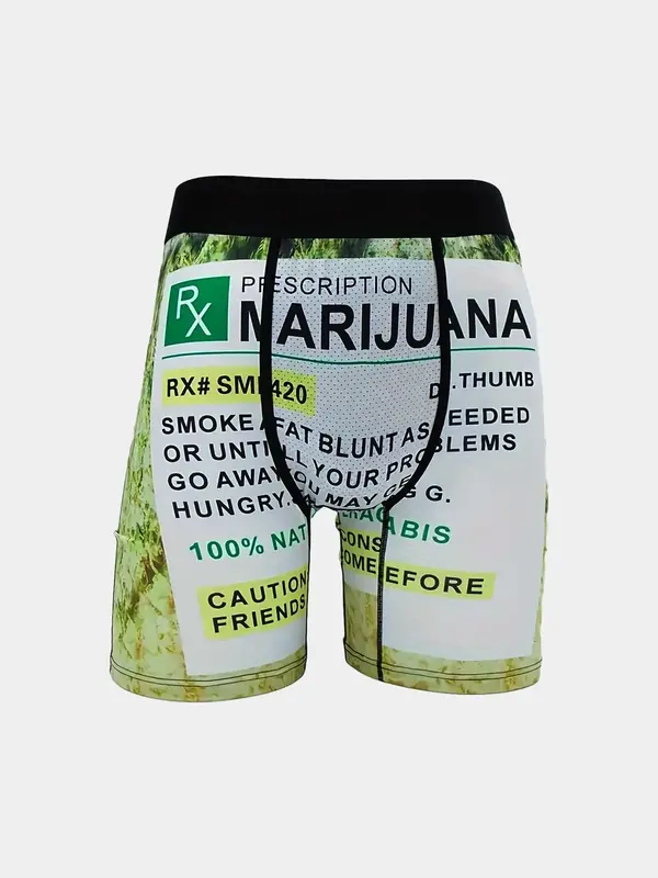 Men's Regular Fit Graphic Print Contrast Tape Boxer Brief, Casual Classic Cozy Soft Stretchy Trunks, Breathable Comfy Short-...