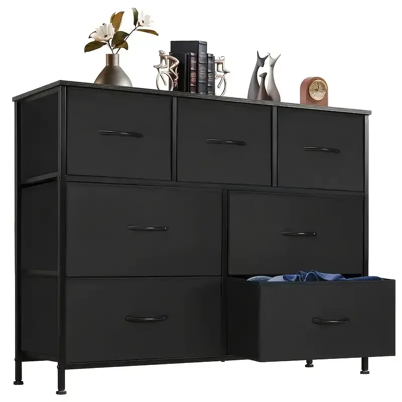 Home Dresser for Bedroom, Storage Drawers, TV Stand Fabric Storage Tower with 7 Drawers, Chest of Drawers with Fabric Bins, W...