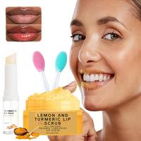 Lip Care Set Lemon Turmeric Lip Scrub For Exfoliator Lips lightening For Dark Lip Balm  Moisturizing & Brightening for smoker...
