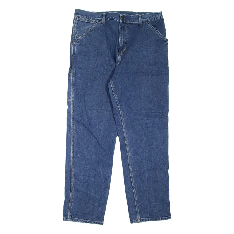 CARHARTT WIP Carpenter Workwear Mens Jeans Blue Relaxed Tapered W36 L34