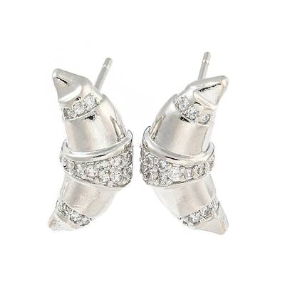 Rack Plating Brass Micro Pave Cubic Zirconia Stud Earring