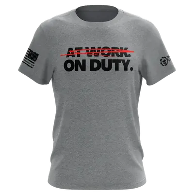 At Work ON DUTY Heather Grey T-Shirt, 2X-LARGE