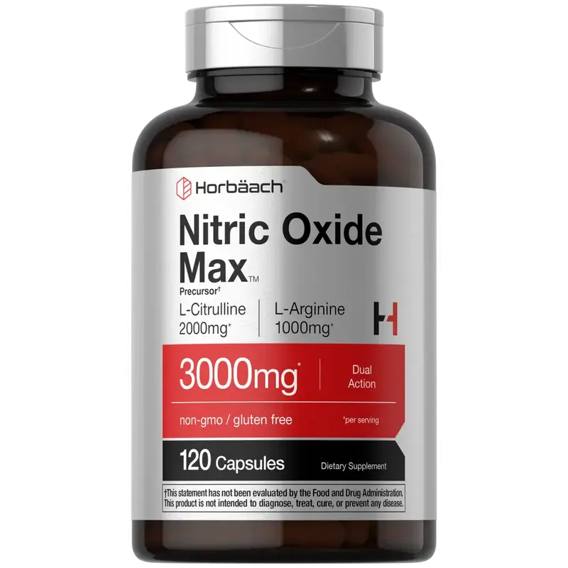 Horbäach Nitric Oxide Supplement | 3000mg | 120 Capsules | Pre Workout with L Arginine and L Citrulline for Men and Women | ...