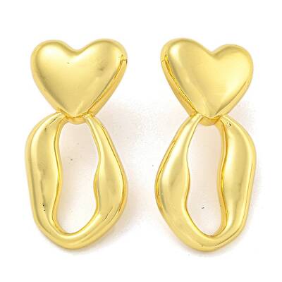 Rack Plating Heart Brass Stud Earrings
