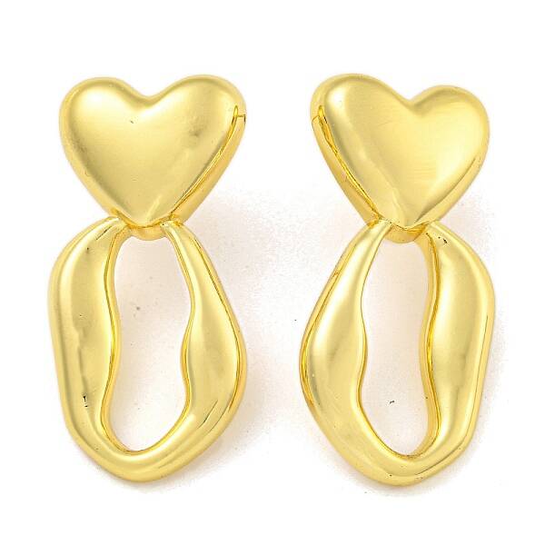 Rack Plating Heart Brass Stud Earrings