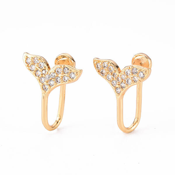 Brass Micro Pave Clear Cubic Zirconia Cuff Earrings