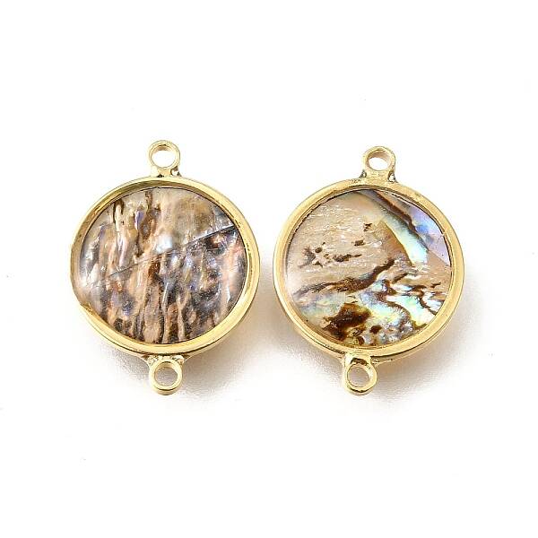 Brass Pave Natural Paua Shell Connector Charms