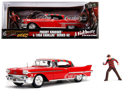 1958 Cadillac Series 62 Red with Freddy Krueger Diecast Figurine \