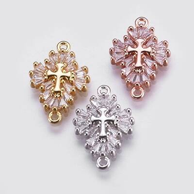 Brass Micro Pave Cubic Zirconia Links
