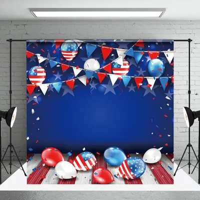 American Flag Stars Balloons Cake Smash Backdrop - Aperturee