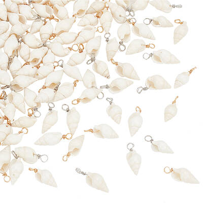 100Pcs 2 Colors Natural Spiral Shell Pendants