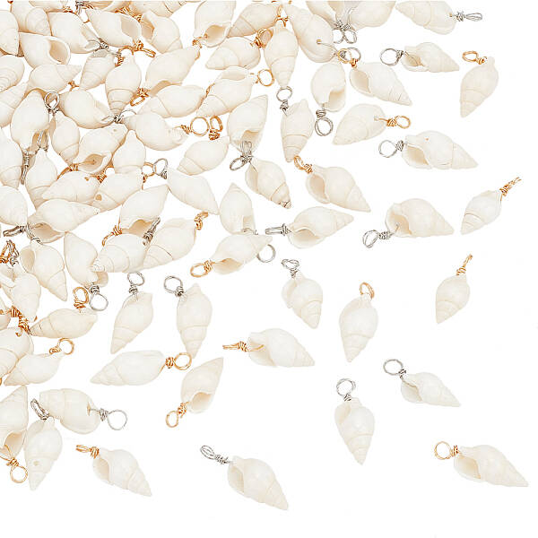 100Pcs 2 Colors Natural Spiral Shell Pendants