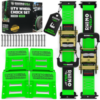 Rhino USA Wheel Chock Tie Down Kit (1,986lb Break Strength) Ultimate Heavy Duty Trailer Tire Straps System, Ratchet Tie Downs...