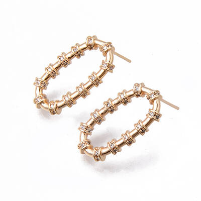 Brass Clear Micro Pave Cubic Zirconia Stud Earrings