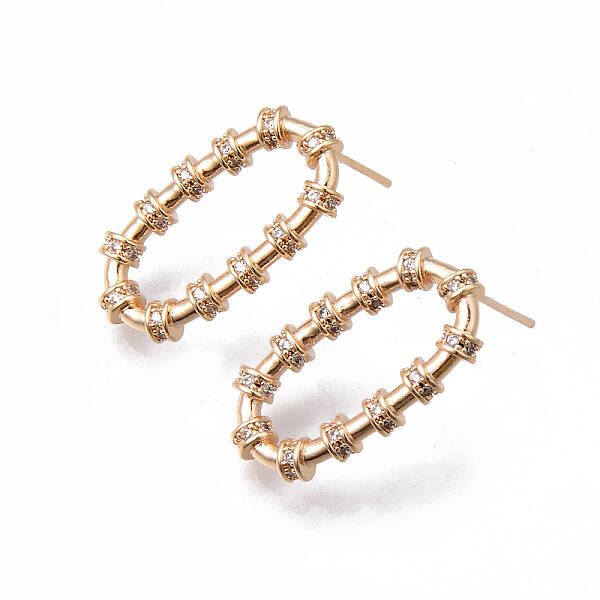 Brass Clear Micro Pave Cubic Zirconia Stud Earrings