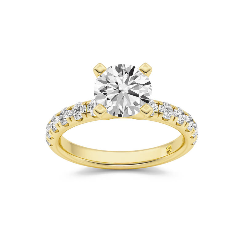 Maya Scalloped Pavé Half Coverage Round Lab Grown Diamond Engagement Ring | 10K Yellow Gold 3 CT. TW.