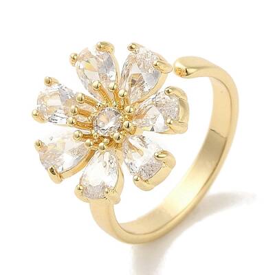 Brass Micro Pave Cubic Zirconia Rings for Women