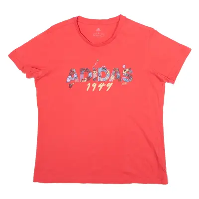 ADIDAS Womens T-Shirt Pink 90s L