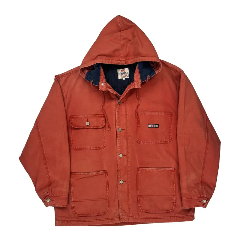 Hooded Levis Jacket - XL Red Cotton
