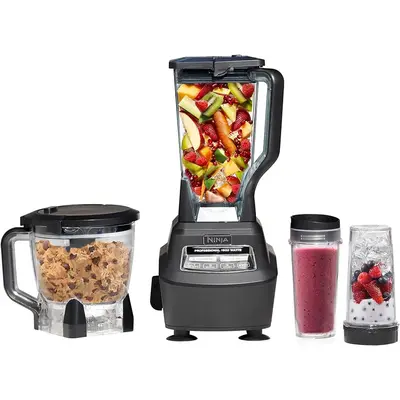 Ninja BL770 Mega Kitchen System, 1500W, 4 Functions for Smoothies, Processing, Dough, Drinks & More, with 72 Blender Pitcher,...