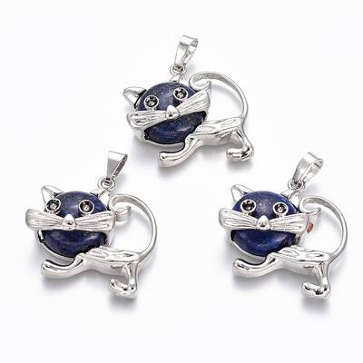 Natural Lapis Lazuli Kitten Pendants