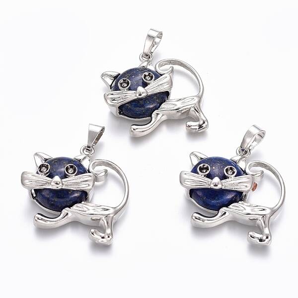 Natural Lapis Lazuli Kitten Pendants