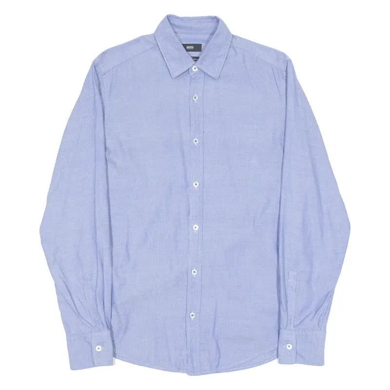 HUGO BOSS Slim Mens Shirt Blue Spotted Long Sleeve S