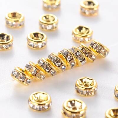 Brass Rhinestone Spacer Beads
