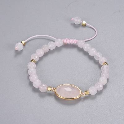 Natural Rose Quartz Braided Bead Bracelets