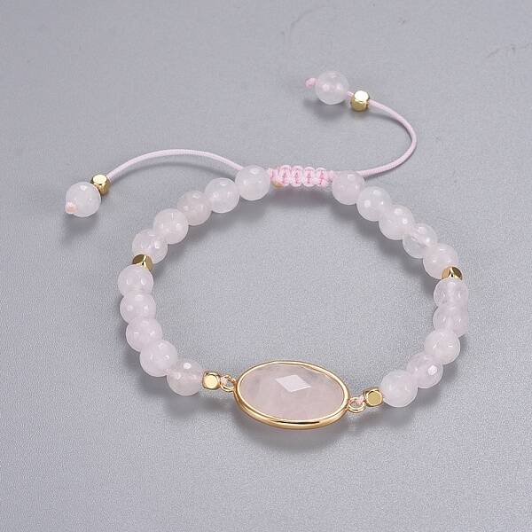 Natural Rose Quartz Braided Bead Bracelets