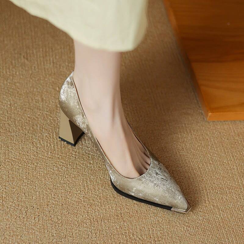 CHIKO Leyla Pointy Toe Block Heels Pumps Shoes