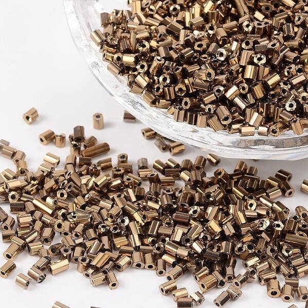 Plated Glass Bugle Beads