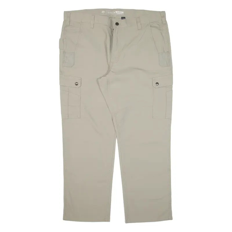 CARHARTT IRR Carpenter Double-knee Cargo Workwear Mens Trousers Green Straight W40 L30