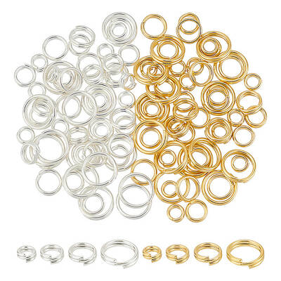 120Pcs 8 Styles Brass Split Rings