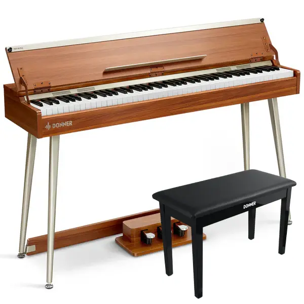 Donner DDP-80 PLUS Digital Piano with Semi-open Cover - Piano+Two-Seater Bench