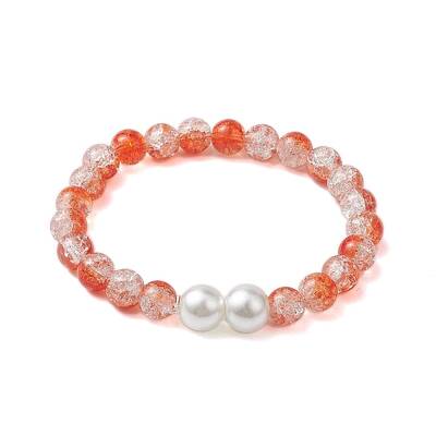 8mm Two Tone Transparent Crackle Glass Beaded Stretch Bracelets