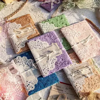 Mixed Material Paper Pack, 16pcs/pack Vintage Lace Material Paper, DIY Scrapbooking & Journal Making Supplies for Home School...