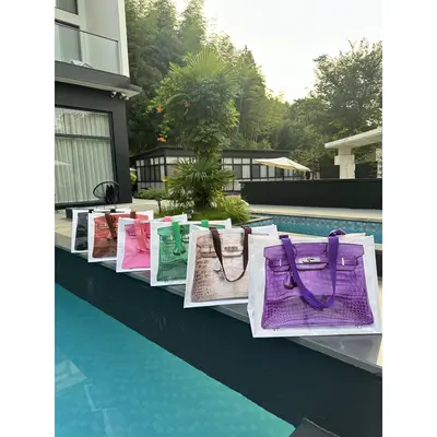 2024 INS blogger's parody creative grocerybags platinum bag remake fashion blogger's same fitness and leisure bag Beach Bag
