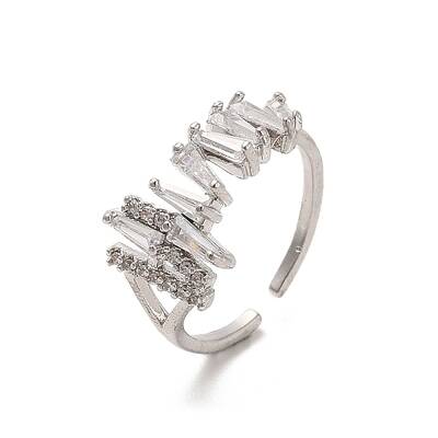 Brass Micro Pave Cubic Zirconia Open Cuff Rings