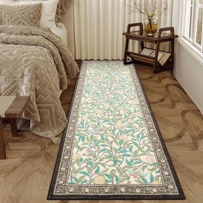 Garvee Washable Runner Rug 2x6 Non Slip Kitchen Hallway Runner Leaf Botanical Print Low Pile Throw Carpet Modern Home Decor M...
