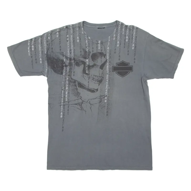 HARLEY DAVIDSON Mens Biker T-Shirt Grey L