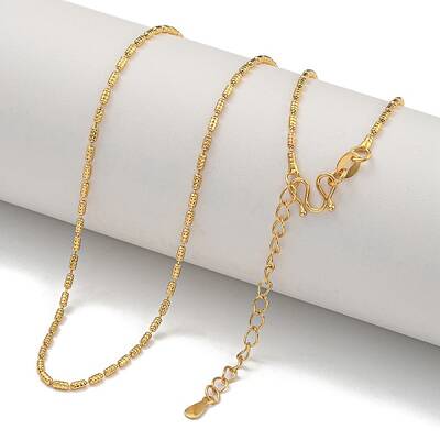 Brass Textured Column Link Chain Necklaces for Women